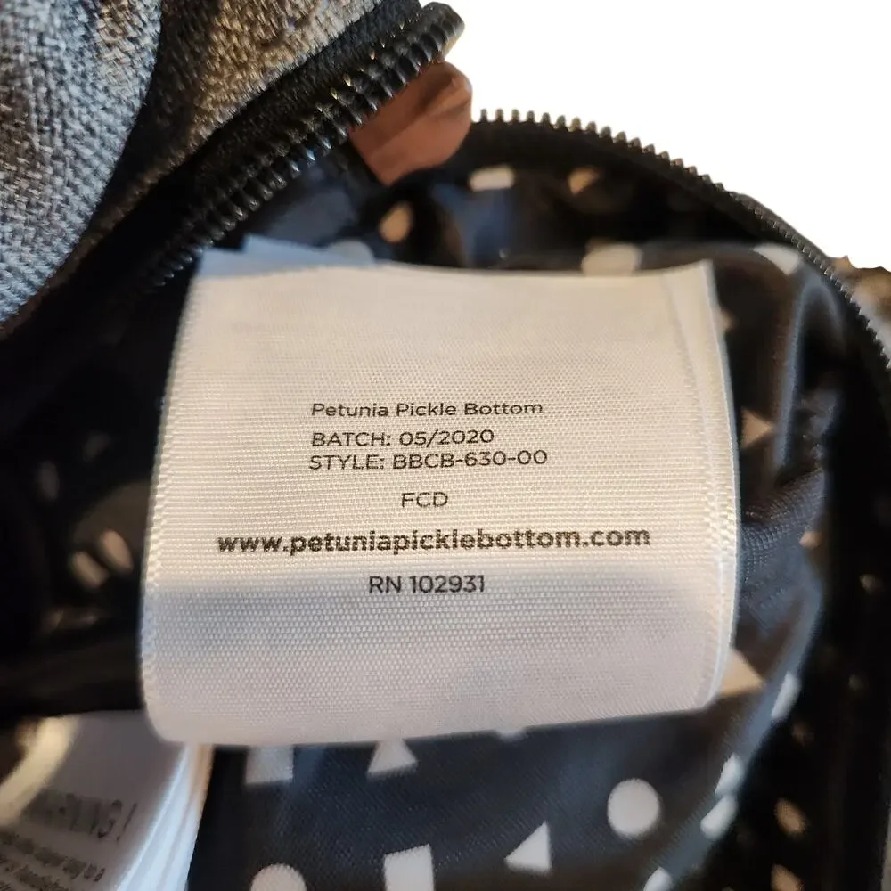 Petunia Pickle Bottom Boxy Backpack Diaper Bag Black Chambray Changing Pad